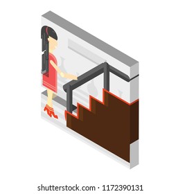 Stairs isometric left top view 3D icon
