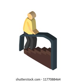 Stairs isometric left top view 3D icon