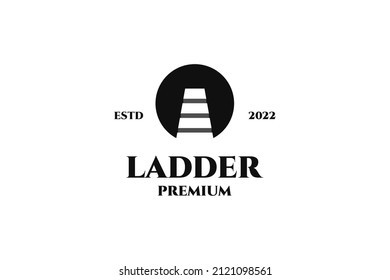 Stairs Ladder Logo Design Vector. Rounded with stairs in negative space.
