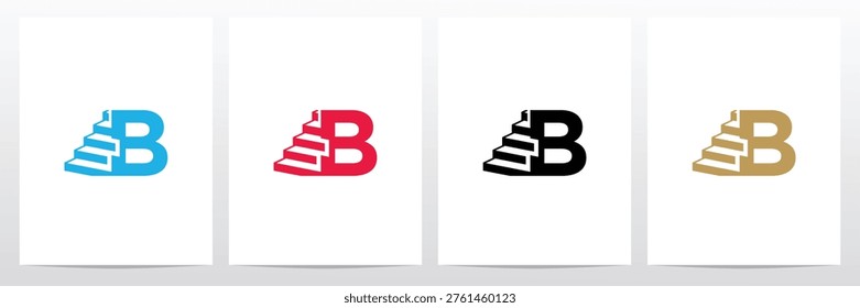 Stairs With Letter Logo B Design Concept