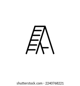 Stairs line icon. Climb, rise, height, steps, ladder, support, metal, steel, supports, aluminum, equipment. Construction concept. Vector black line icon on white background