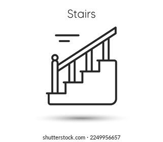 Stairs line icon. House staircase sign. Steps with railing symbol. Illustration for web and mobile app. Line style house stairs icon. Editable stroke staircase with railing. Vector illustration