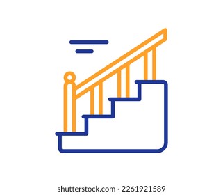 Stairs line icon. House staircase sign. Steps with railing symbol. Colorful thin line outline concept. Linear style stairs icon. Editable stroke. Vector