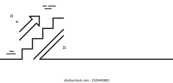 Stairs line icon. Shopping stairway sign. Entrance or Exit symbol. Minimal line illustration background. Stairs line icon pattern banner. White web template concept. Vector