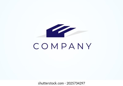 Stairs Logo, Stair forming abstract letter E, Usable for Brand and business Logos, Flat Design Logo Template, vector illustration