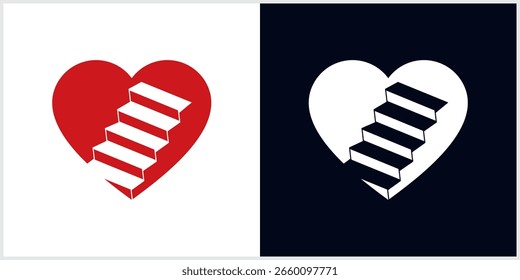 escadas com LOVE ícone vetor conceito logotipo design