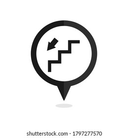 stairs - map pointer vector icon