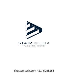 stairs media logo design concept success steps logo  for corporate business company