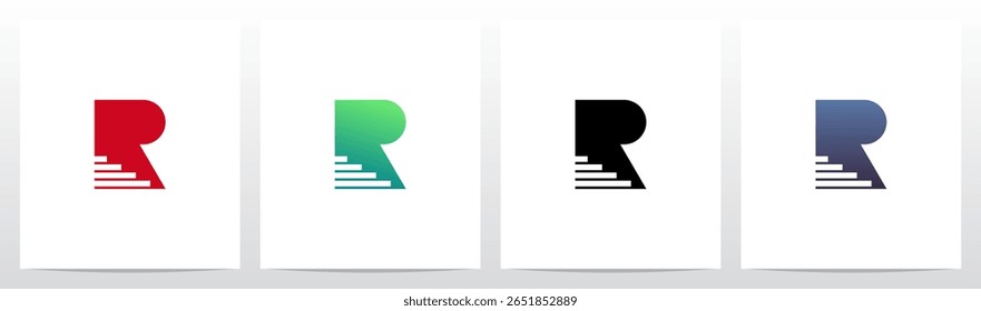  Stairs Negative Space On Letter Symbol Up Level Initial Logo Design R