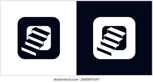 escaleras con diseño de logotipo de concepto de Vector de icono inicial O