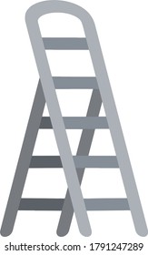 Stairs. Object for climbing to the top in side view. Cartoon flat illustration. Grey metal stepladder
