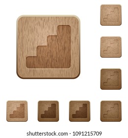 Stairs on rounded square carved wooden button styles