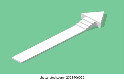 Stairs on white isometric arrow. Flat design.