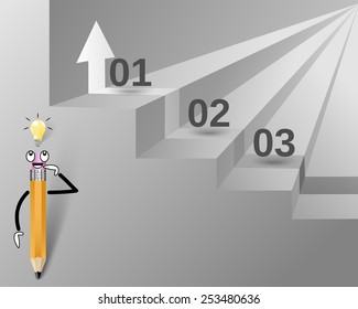 Stairs with options and an arrow pointing forward