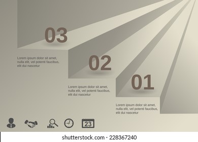 Stairs with options of numbers  as concept