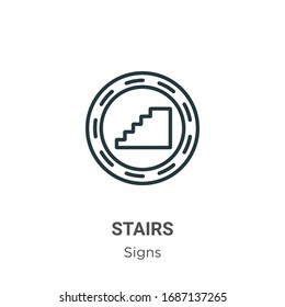 Treppen umreißen Vektorillustration Symbol. Dünne schwarze Treppe Symbol, einfache flache Vektorillustration Elementgrafik aus bearbeitbaren Zeichen Konzept einzeln auf weißem Hintergrund