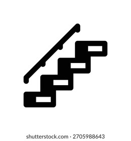 Escaleras. Icono de Vector de trazo delineado con detalles rellenos de negro.