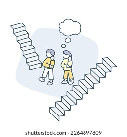 Stairs and people. Thinking about change and the future.