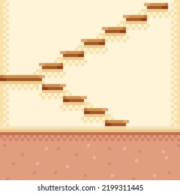 Stairs pixel art. Vector illustration.