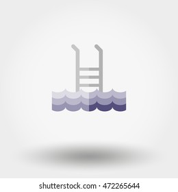 Stairs to the pool. Icon for web and mobile application. Vector illustration on a white background. Flat design style.