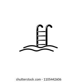 stairs to the pool illustration. Element of travel illustration for mobile concept and web apps. Thin line stairs to the pool illustration can be used for web and mobile on white background