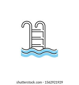stairs of pool spa fill style icon vector illustration design