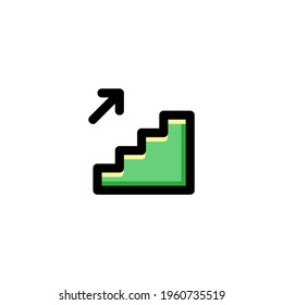 Stairs Up Public Sign Outline Icon Vector Illustration
