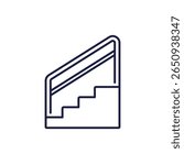 Stairs with railing line icon on white