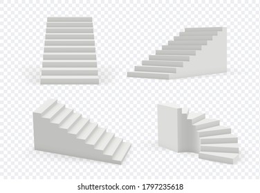 Escaleras realistas. Escalera de objetos arquitectónicos escalones arriba vector colección de plantillas modernas
