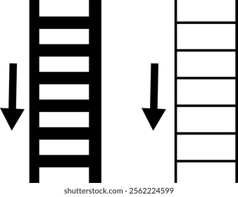 Stairs realistic icon set. Architectural object staircase up steps black flat and line vector collection isolated on transparent background. Modern templates interior staircase architecture direction.