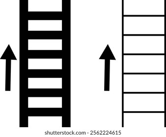 Stairs realistic icon set. Architectural object staircase up steps black flat and line vector collection isolated on transparent background. Modern templates interior staircase architecture direction.