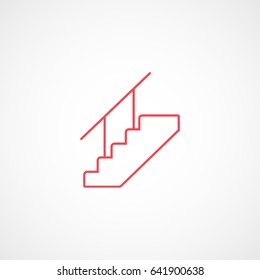 Stairs Red Line Icon On White Background