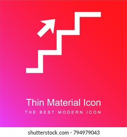 Stairs up red and pink gradient material white icon minimal design