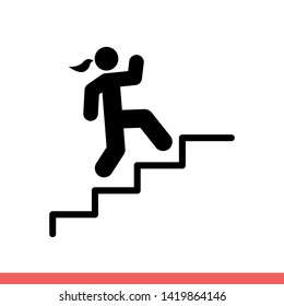 Stairs run vector icon, up symbol. Simple, flat design for web or mobile app