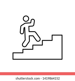 Stairs run vector icon, up symbol. Simple, flat design for web or mobile app