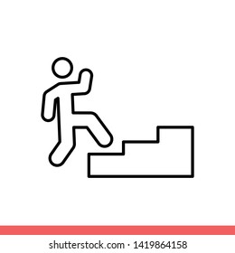 Stairs run vector icon, up symbol. Simple, flat design for web or mobile app