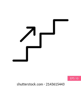 Stairs up sign vector icon in line style design for website design, app, UI, isolated on white background. Editable stroke. EPS 10 vector illustration.