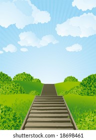 Stairs to sky. Vector.