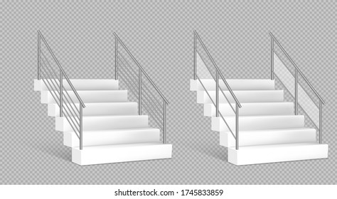 Stairs and stainless steel railing. Vector illustrstion