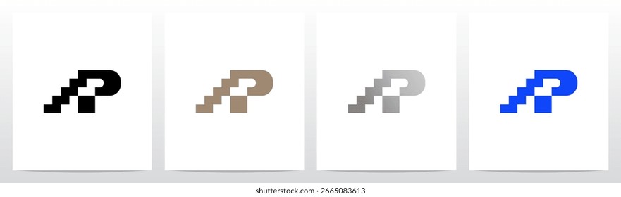 Escadas Escadaria Forma Simples Na Lateral Das Letras Desenho Inicial Logotipo P