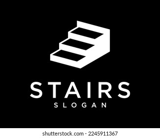 Stairs Staircase Stairway Up Stair Ladder Climb Step Upstairs 3D Geometric Simple Vector Logo Design