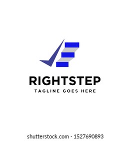 stairs step with perfect check list logo icon vector template