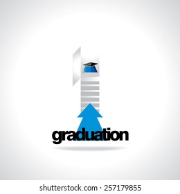 stairs steps graduation cap open door concept