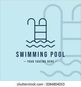 stairs at swimming pool logo line art simple minimalist vector illustration template icon graphic design