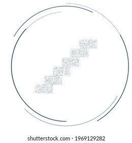 The stairs symbol filled with dark blue dots. Pointillism style. Vector illustration on white background