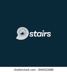 Stairs Symbol Logo Vector, Spiral Stairs Graphic Template Icon Logotype