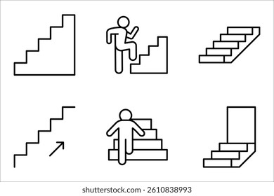Stairs symbol set. Stairs vector icons. Stairway symbols. vector illustration on white background