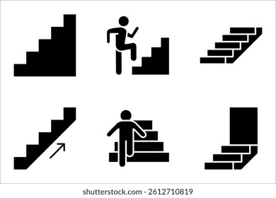Stairs symbol set. Stairs vector icons. Stairway symbols. vector illustration on white background