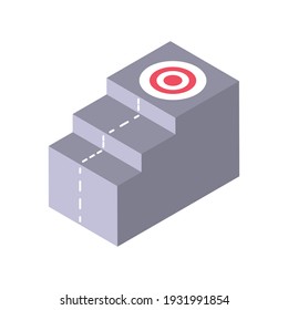 stairs target on top vector illustration isometric icon isolated