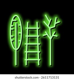 stairs and tool for care house plant neon light sign vector. stairs and tool for care house plant illustration
